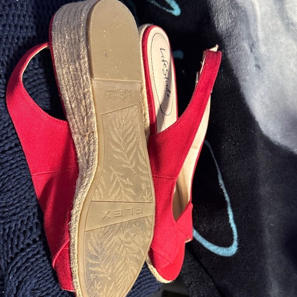 LifeStride Socialite Women's Red Espadrille small wedge Slingbacks size 11 - Picture 5 of 5